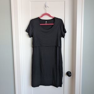 Kindred Bravely Eleanora Bamboo Maternity & Nursing Lounge Dress, Large, Black